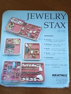 Neatnix Jewelry Stax Tray 9 Compartments Clear Cover Secure Modular Storage